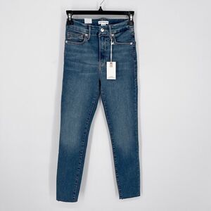 Good American Good Waist Crop Raw Edge Skinny Jeans NEW Size 00 / 24 Blue